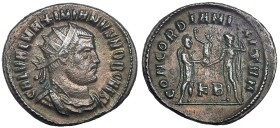 GALERIO MAXIMIANO. Follis. Cyzicus (295-299). Marcas: KB en el campo. R/ CONCORDIA MILITVM. RIC-19b. Ex C. Dattari. MBC.