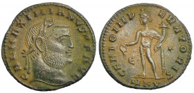 GALERIO MAXIMIANO. Follis. Cyzicus (309-310). Marcas: Є-* en el campo; MKV en el exergo. R/ GENIO IMPERATORIS. RIC-56. Ex C. Dattari. MBC+.