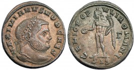 GALERIO MAXIMIANO. Follis. Siscia (299). Marca: Γ en el campo; SIS en el exergo. R/ GENIO POPVLI ROMANI. RIC-109b. Ex C. Dattari. MBC+.