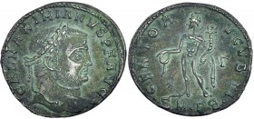 GALERIO MAXIMIANO. Follis. Tesalónica (308-310). Marcas: * - Γ en el campo; •SM•TS• en el exergo. R/ GENIO AVGVSTI. RIC-30a. Ex C. Dattari. Pátina ver...