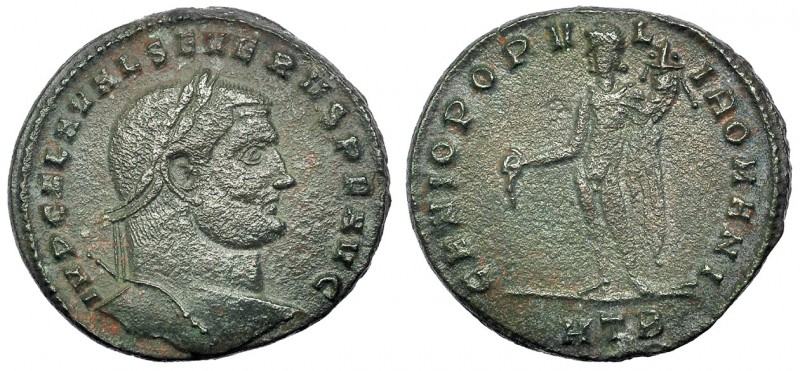 SEVERO II. Follis. Heraclea (306-307). HTB en el exergo. R/ GENIO POPVLI ROMANI....