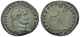 SEVERO II. Follis. Heraclea (306-307). HTB en el exergo. R/ GENIO POPVLI ROMANI. RIC-30. Porosidades. MBC-. Escasa. Ex C. Dattari.