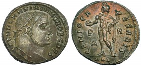 MAXIMINO II. Follis. Alejandría (308). Marcas: PΔ-R en el campo; ALE en el exergo. R/ GENIO CAESARIS. RIC-71. EBC-. Ex C. Dattari.