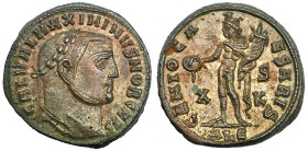 MAXIMINO II. Follis. Alejandría (308). Marcas: X-SK en el campo; ALE en el exergo. R/ GENIO CAESARIS. RIC-78. MBC+/EBC-. Ex C. Dattari.