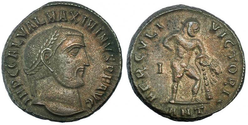 MAXIMINO II. Follis. Antioquía (313). Marca: I en el campo; ANT en el exergo. R/...