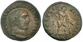 MAXIMINO II. Follis. Antioquía (313). Marca: I en el campo; ANT en el exergo. R/ HERCVLI VICTORI. RIC-170b. EBC-/MBC+. Ex C. Dattari.