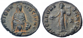 ÉPOCA DE MAXIMINO II. AE 16. Antioquía (309-313). Marca: Z en el campo. R/ APOLLONI SANCTO. RIC-no. Pátina oscura. MBC. Escasa. VAGI-2954.