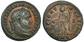 MAXIMINO II. Follis. Cyzicus (312). Marcas: • - S en el campo; MKV en el exergo. R/ GENIO AVGVSTI CMH. RIC-95. MBC+. Ex C. Dattari.