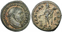 MAXIMINO II. Follis. Cyzicus (312-313). Marca: S en el campo; SMK en el exergo. R/ GENIO AVGVSTI. RIC-101a. MBC. Ex C. Dattari.
