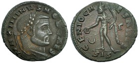 MAXIMINO II. Follis. Siscia (309-310). Marcas: creciente - Γ en el campo. SIS en el exergo. R/ GENIO AVGVSTI. RIC-199. Vanos de acuñación. MBC. Ex C. ...