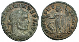 MAXIMINO II. Follis. Siscia (312). Marcas: A, μ en el campo. SIS en el exergo. R/ IOVI CONSERVATORI. RIC-225b. Leve acuñación floja. MBC+. Ex C. Datta...