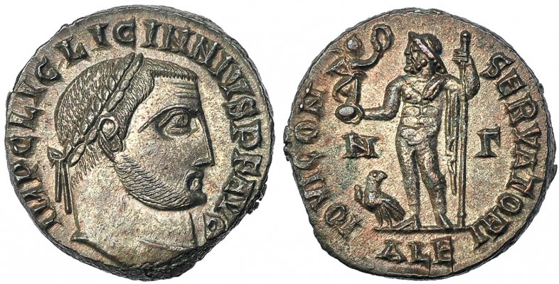 LICINIO I. Follis. Alejandría (314-315). Marcas: N - Γ en el campo. ALE en el ex...