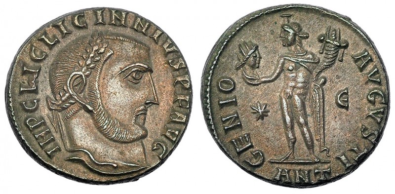 LICINIO I. Follis. Antioquía (312). Marcas: * - Є en el campo. ANT en el exergo....