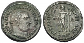 LICINIO I. Follis. Nicomedia (313-317). Marca: A en el campo. SMN en el exergo. R/ IOVI CONSERVATORI. RIC-15 (R2). MBC+. Rara. Ex C. Dattari.