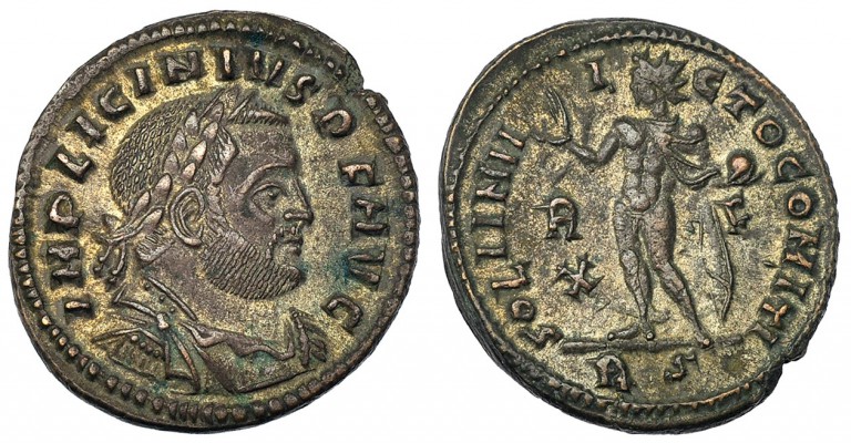 LICINIO I. Follis. Roma (314-315). Marcas: R y X - F en el campo. RS en el exerg...