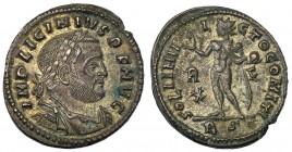 LICINIO I. Follis. Roma (314-315). Marcas: R y X - F en el campo. RS en el exergo. R/ SOLI INVICTO COMITI. RIC-29 (R2). R. P. O. MBC+. Ex C. Dattari.