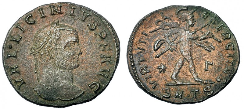 LICINIO I. Follis. Tesalónica (308-310). Marcas: * - Γ. •SM•TS• en el exergo. R/...