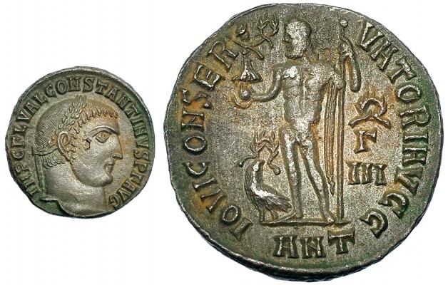 CONSTANTINO I. Follis. Antioquía (313-314). Marcas: corona, Γ y III en el campo....