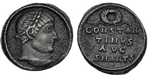 CONSTANTINO I. Follis. Antioquía (324-325). R/ Corona; CONSTAN / TINVS / AVG / S...