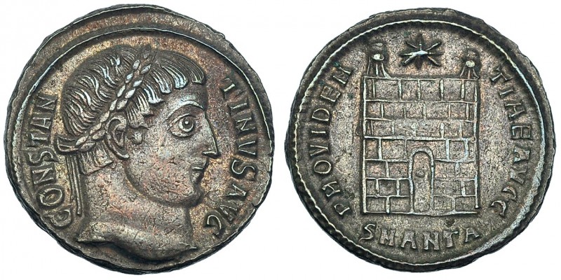 CONSTANTINO I. Follis. Antioquía (325-326). SMANT A en el exergo. R/ PROVIDENTIA...