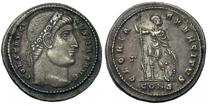 CONSTANTINO I. Follis. Constantinopla (327). Marca: Γ en el campo. CONS en el ex...