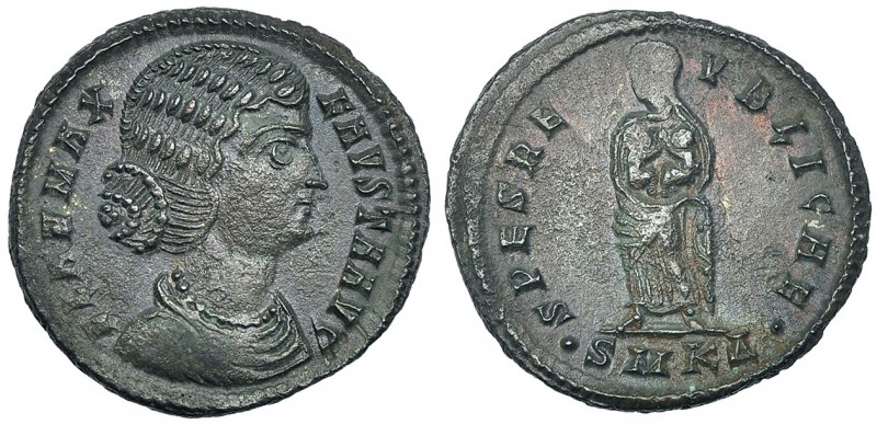FAUSTA, ESPOSA DE CONSTANTINO I. Follis. Cyzicus (325-326). SMKΔ• en el exergo. ...
