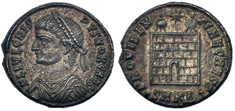 CRISPO. Follis. Cyzicus (326-327). •SMKA• en el exergo. R/ PROVIDENTIAE CAESS. R...