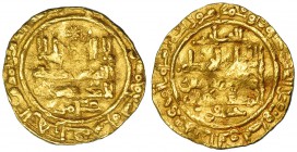 CALIFATO. Al-Hakam II. Dinar. AU 4,1 g. Medina Azahara 359H. V-471. Ligeramente alabeada. MBC-.