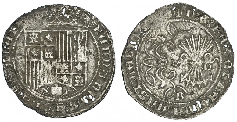 Real. Burgos. Venera en ley. CA-287. Perforaciones de acuñación. Porosidades. MB...