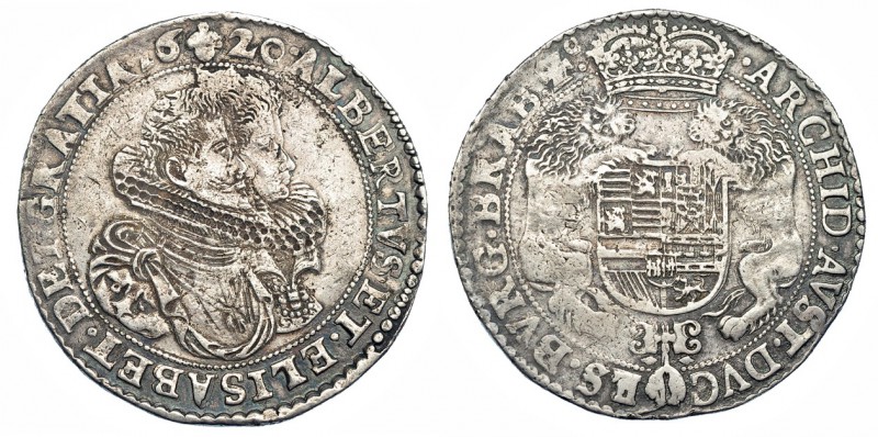 Ducatón. 1620. Bruselas. DEL-249. DAV-4428. Leve doble acuñación y pequeñas marc...