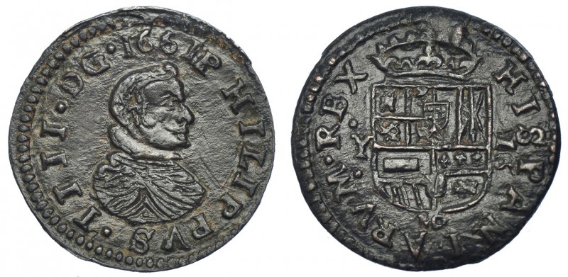 16 maravedís. 1661. Madrid. Y. CA-1391. Escasa en esta conservación. Bonita acuñ...
