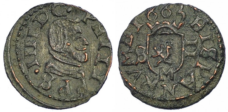 2 maravedís. 1663. Madrid. S. CA-1461. MBC.