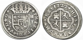 2 reales. 1722. Sevilla. J. VI-783. MBC-/MBC.