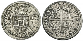 2 reales. 1722. Sevilla. J. VI-783. MBC/MBC-.