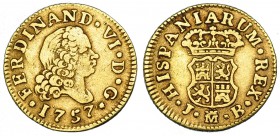 1/2 escudo. 1757. Madrid. JB. VI-416. Pequeñas marcas. MBC-.
