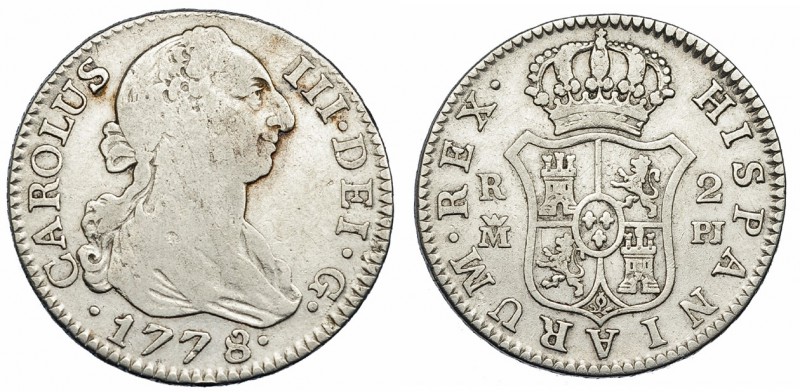 2 reales. 1778. Madrid. PJ. VI-537. BC+/MBC-.