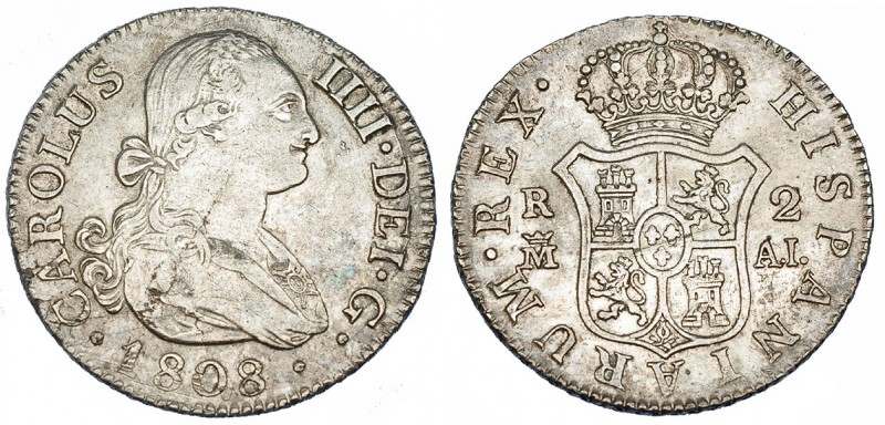 2 reales. 1808. Madrid. AI. VI-515. Hojitas sin saltar. MBC+.