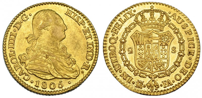 2 escudos. 1805. Madrid. FA. VI-1056. R. B. O. MBC+/EBC-.