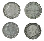 Lote de 4 piezas. 3 monedas de 4 reales: 1810, 1811 y 1812 y peseta 1813. BC+.