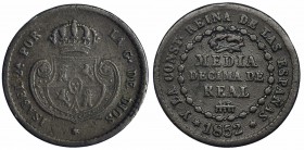 1/2 décima de real. 1852. Segovia. VI-103. BC+/MBC-. Escasa.