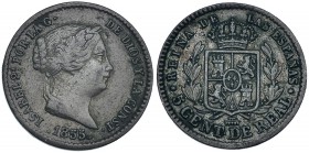 5 céntimos de real. 1855. Segovia. VI-121. MBC-/MBC.