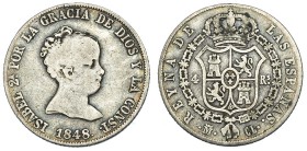 4 reales. 1848. Madrid. CL. VI-387. BC+.