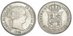 20 céntimos de escudo. 1865. Madrid. VI-429. EBC+/SC.