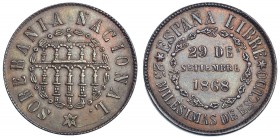 25 milésimas de escudo. 1868. Segovia. VII-7. MBC+. Escasa.