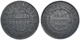 25 milésimas de escudo. 1868. Segovia. VII-7. Golpecito en canto. MBC. Escasa.