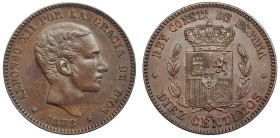 10 céntimos. 1878. Barcelona. OM. VII-46. EBC.
