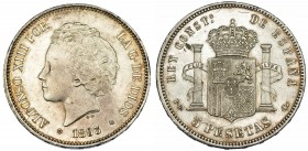 5 pesetas. 1893 * 18-93. Madrid. PGL. VII-185. Pequeñas marcas. EBC-.