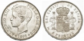 5 pesetas. 1899 * 18-99. Madrid. SGV. VII-191. EBC-.