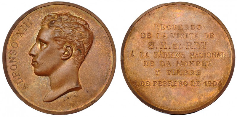 Medalla. Visita a la FNMT. 1904. AE-50 mm. Grabador: B. Maura. Golpecito en cant...