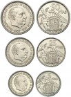 Lote de 3 monedas. I Exposición Iberoamericana de Numismática y Medallística. 5, 25 y 50 pesetas 1957 * BA. Barcelona. VII-422.MBC+/EBC.